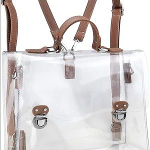 New Clear Tote Bag Turn Lock Closure HOXIS CLEAR SATCHEL CROSS BODY stadium bag